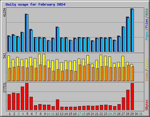 Daily usage for February 2024